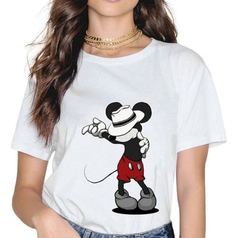 Mickey Print Summer T-Shirt Size X Large Whi…
